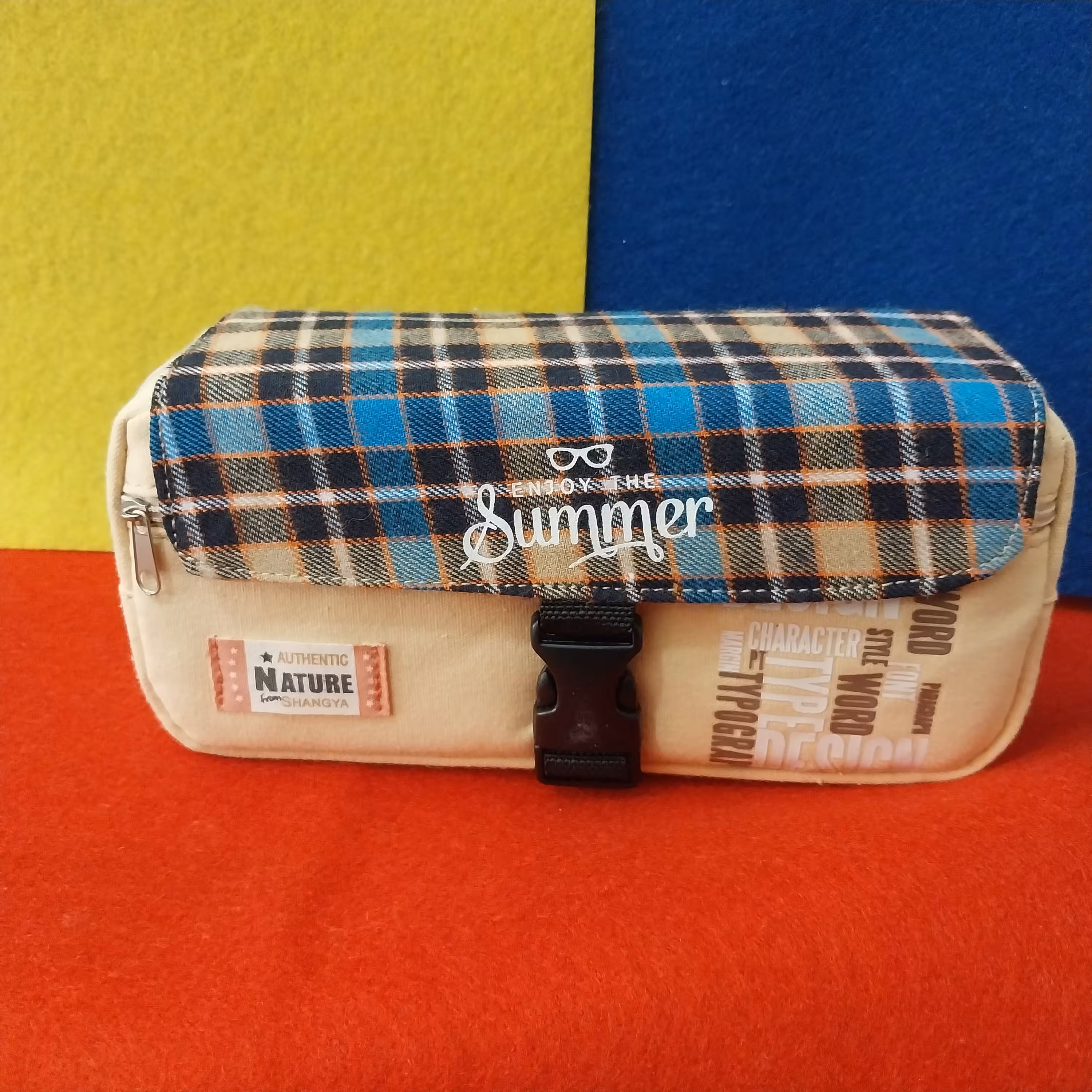 جامدادی دو زیپ قفل دار  کرمی 