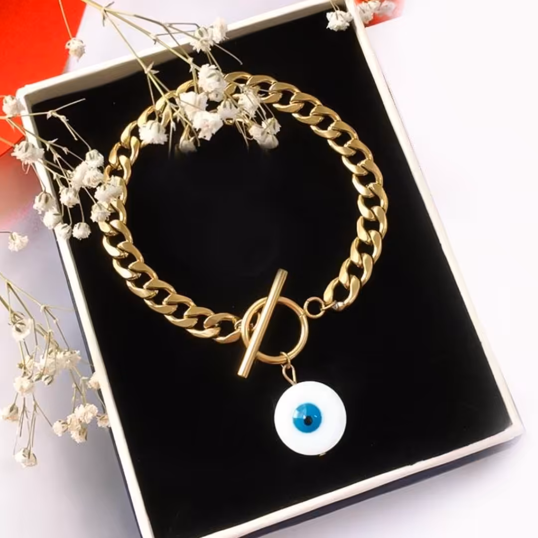 دستبند چشم نظر و قفل تی