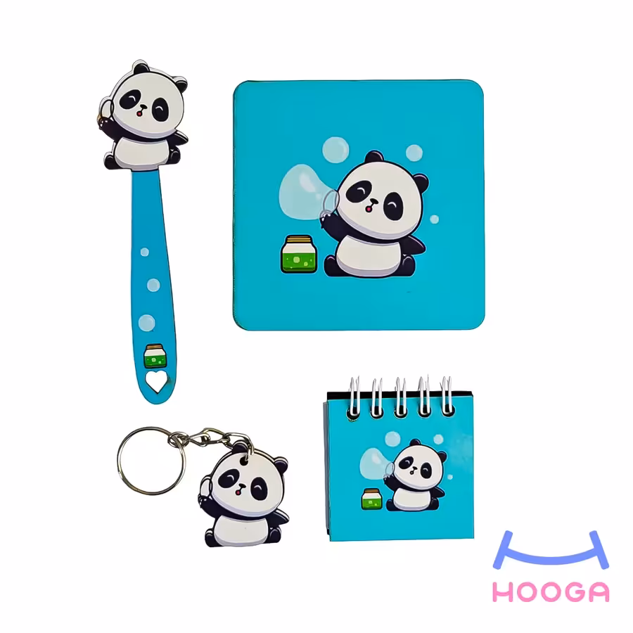 ست چهارتایی چوبی طرح پاندا و حباب - هوگا شاپ - فروش انواع محصولات فانتزی