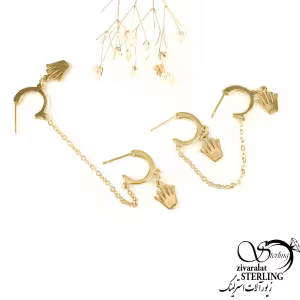 گوشواره استیل تاج طرح گوشواره بخیه کد 8613