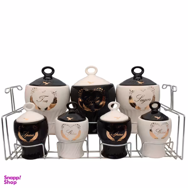 ست جا ادویه 7 پارچه مام لوکس مدل پر قلبی کد 1083