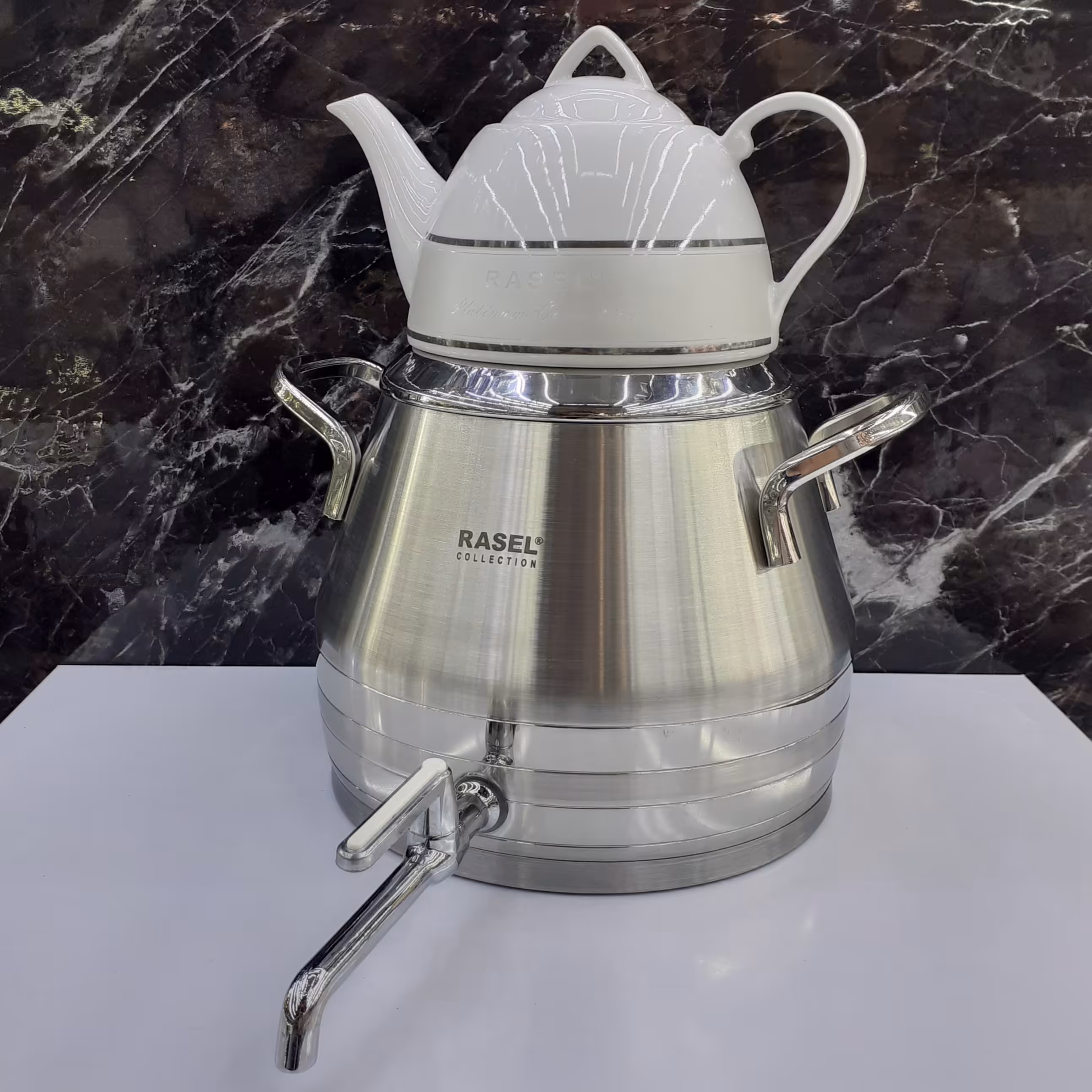 کتری قوری راسل 5لیتر با کپسول کف اکسترا ، ورق ضخیم ، کد R-103S ، استیل مات