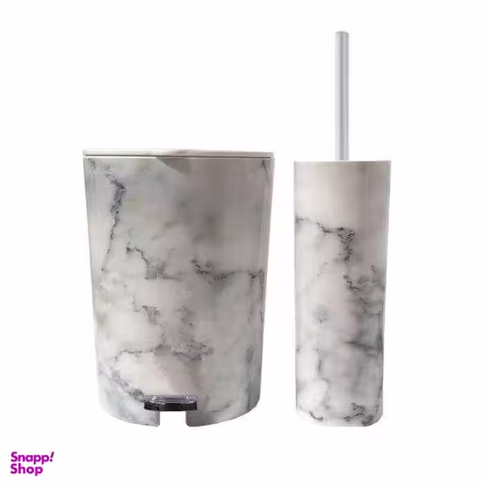 ست سطل زباله و فرچه لیمون مدل ماربل