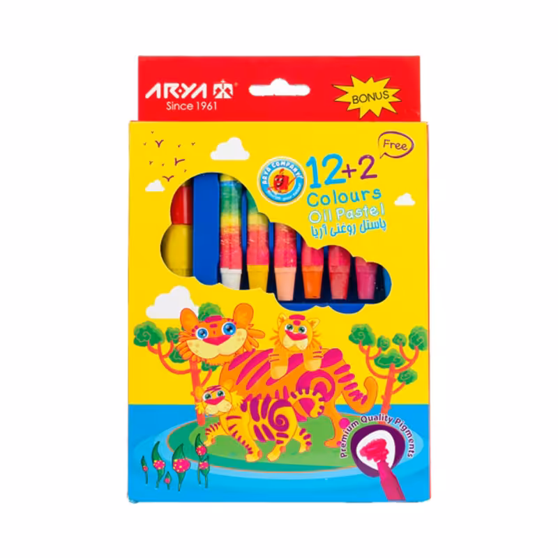 پاستل 12 رنگ آریا جعبه مقوایی
