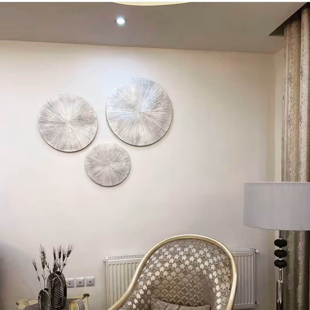 تابلو سه تکه برجسته شکست نور نقره ای 