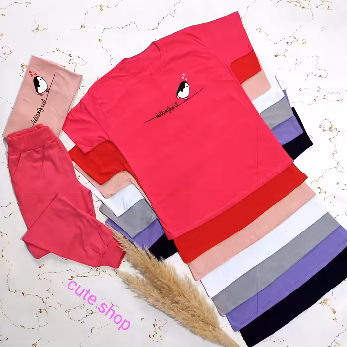 تیشرت قواره دار نخ پنبه طرح پنگوئن 