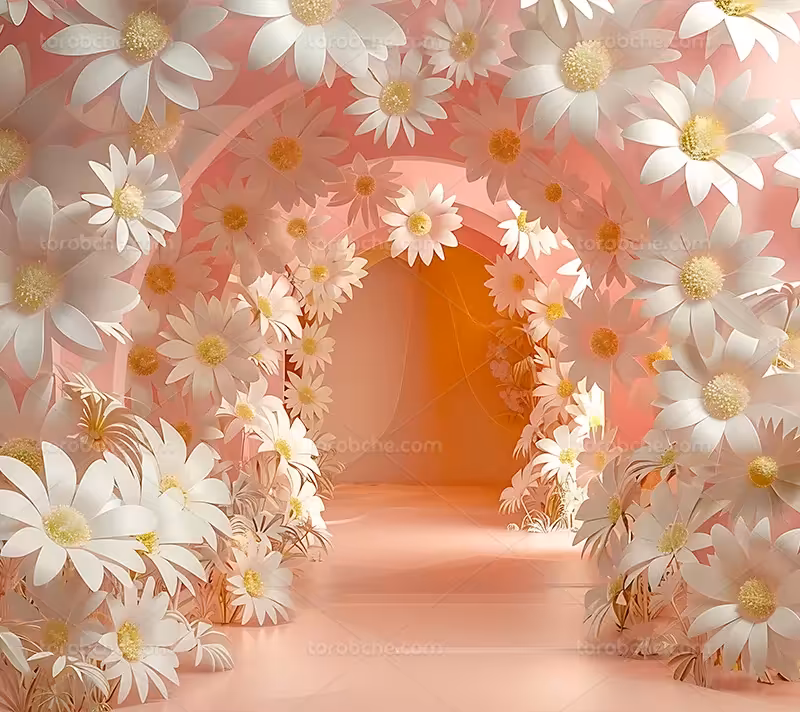 بک دراپ عروس با گل های سفید | گرافیک با طعم تربچه