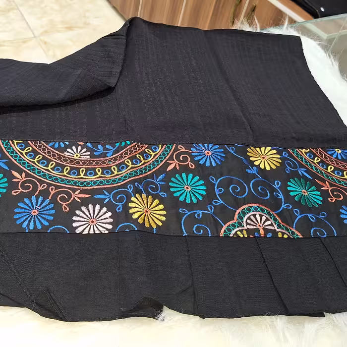 شال مزونی مشکی هندی دوزی