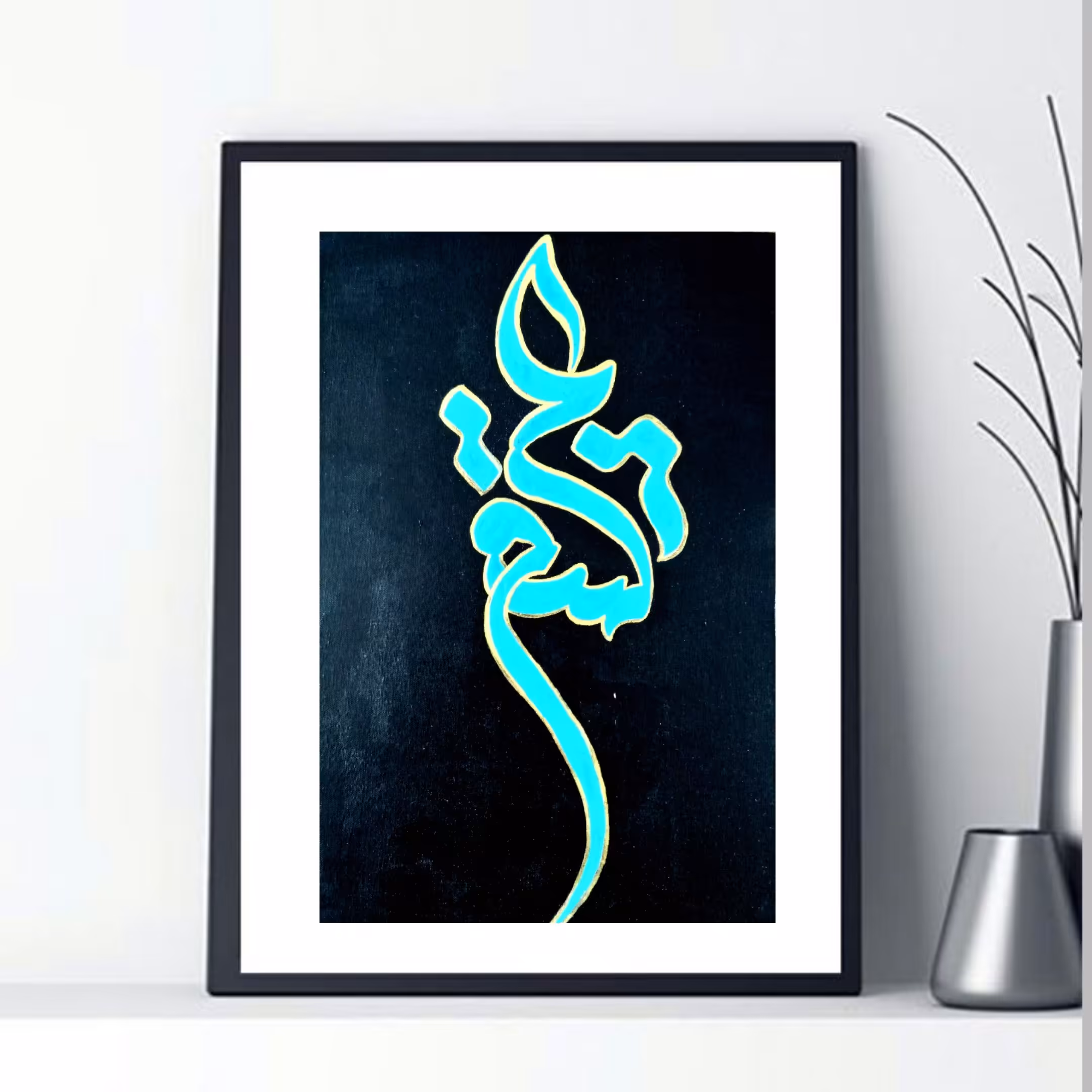 خوشنویسی و نقاشیخط سفارشی کلمه عشق روی بوم 20 در 30 هنر دست