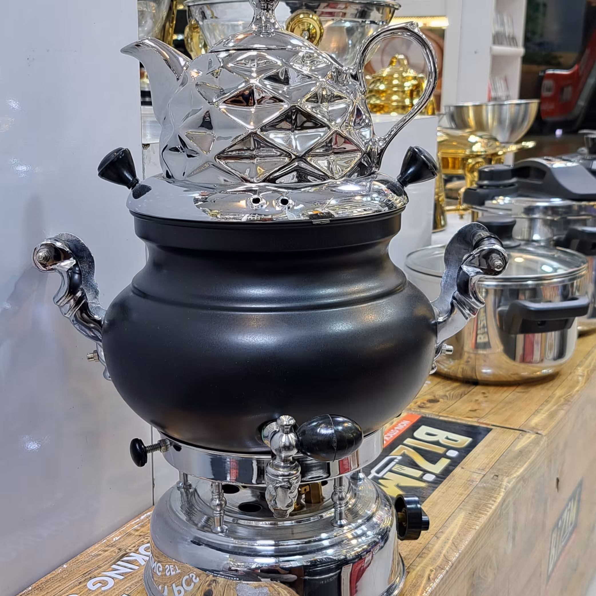 سماور سه کاره گازی مشکی بدون تنوره با کیفیت عالی