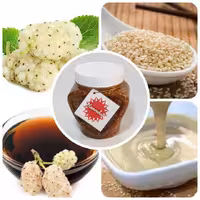 معجون صبحانه دوشاب توت  ارده با مغز کنجد ، بدون شکر و افزودنی ، بسیار مقوی و مغذی (800گرم)