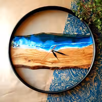 ساعت چوبی طرح دریا تم روستیک با موتور تایوانی سایز 40