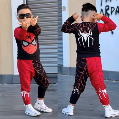 بلوز شلوار اسپایدرمن (مرد عنکبوتی) مناسب 4 تا 12 سال