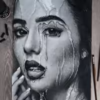 نقاشی سیاه قلم چهره هایپررئال 