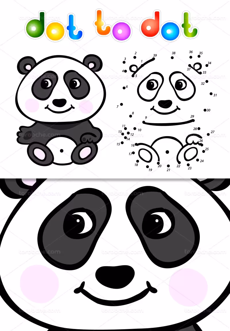 وکتور نقاشی نقطه به نقطه پاندا | گرافیک با طعم تربچه