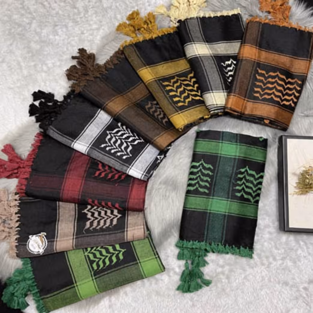 شال چفیه منگوله دار شیری