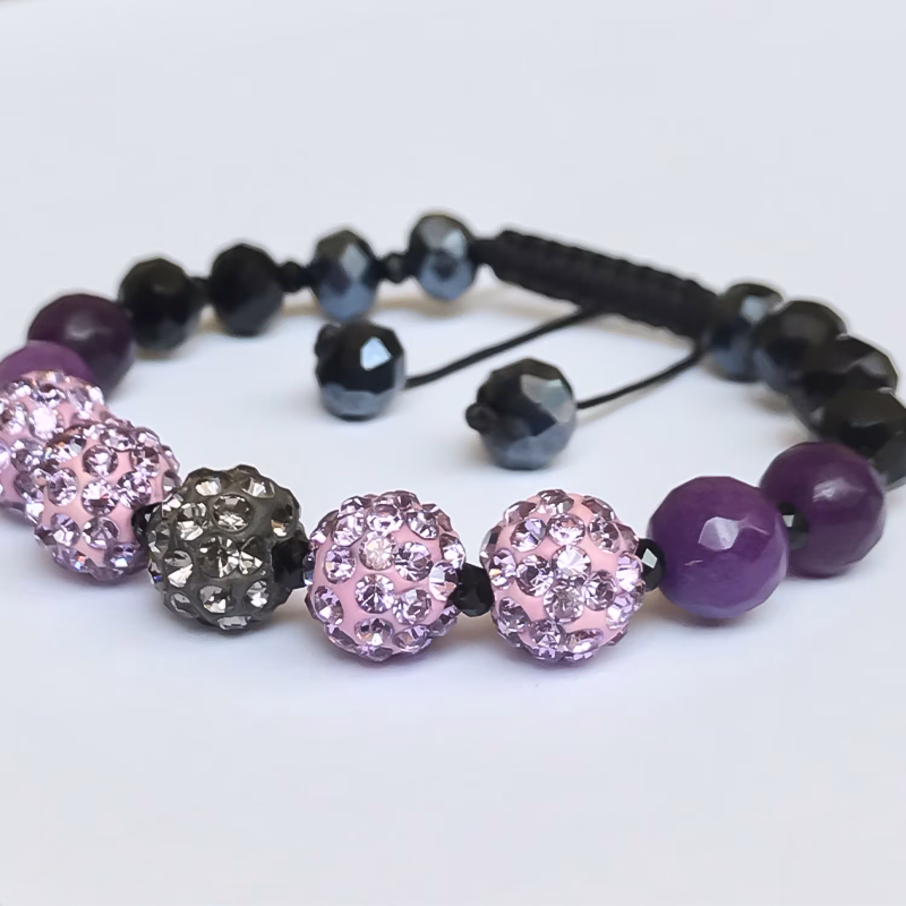 دستبند مدل آبشار سنگ های عقیق تراش دار کریستال