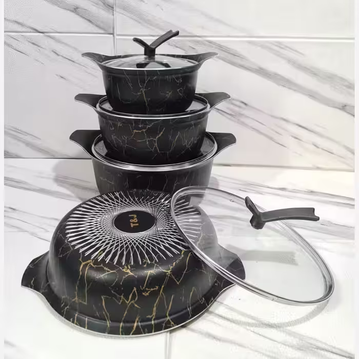 سرویس قابلمه گرانیتی فورج 8 پارچه طرح ماربل