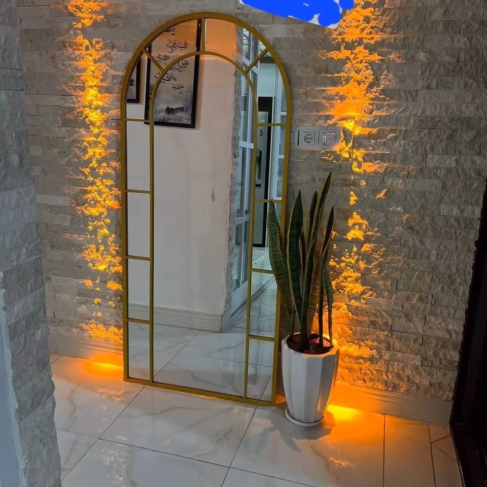 آینه قدی پنجره ای و ساده  فلزی رنگ استاتیک کوره ای در ابعاد80 در 180 کیفیت درجه یک در رنگهای سفیدوطوسی و مشکی و طلایی 