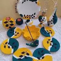 ست هفت سین ماربل با رنگهای شاد وخاص همه هس به غیر از گرسوز جا شمعی هم پایه دا  موجود میباشد