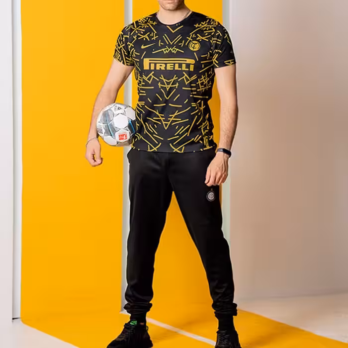 ست ورزشی تیشرت شلوار یوونتوس و اینترمیلان مردانه و پسرانه رنگ زرد مشکی
