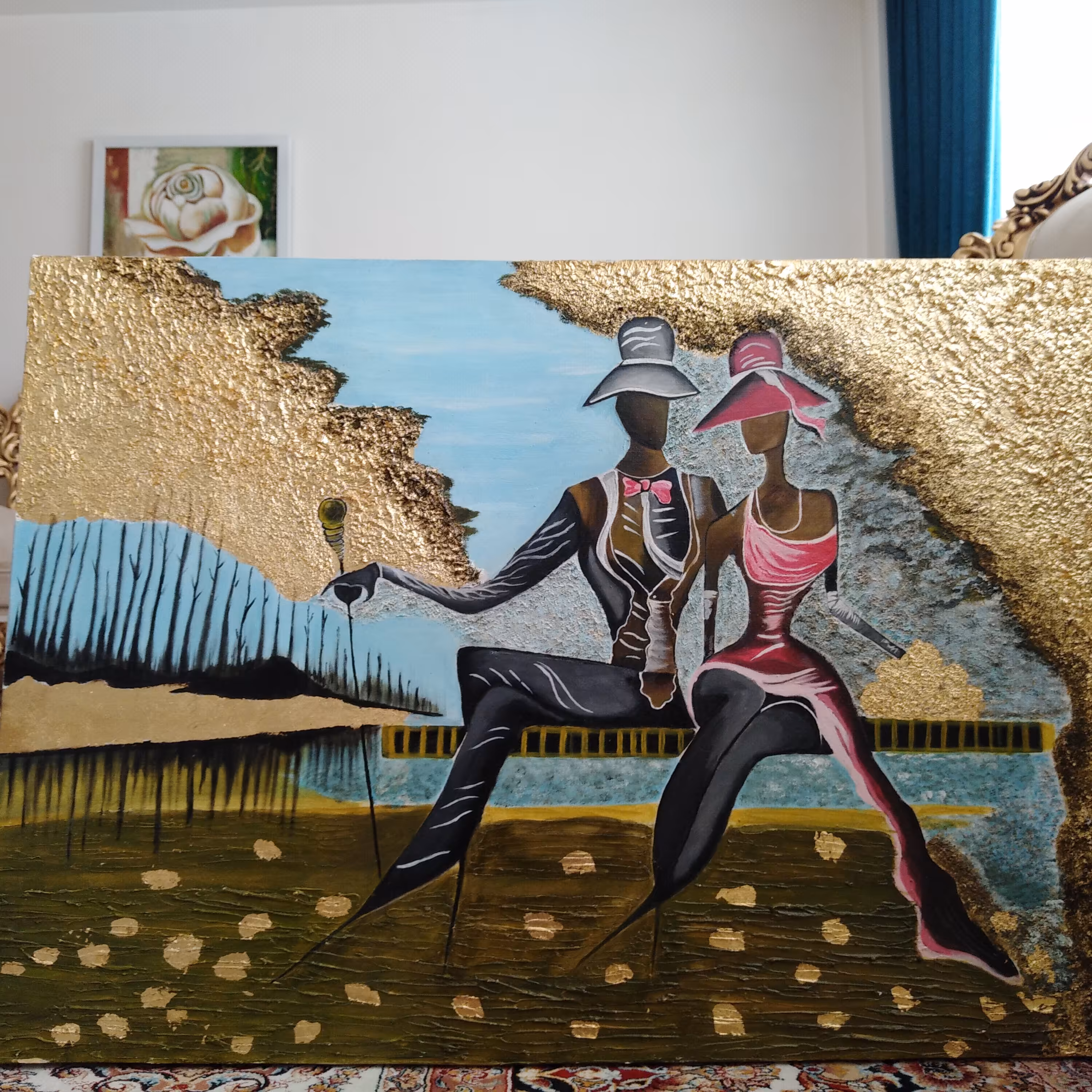 نقاشی با تکنیک اکریلیک. برجسته شده با تکسچر.