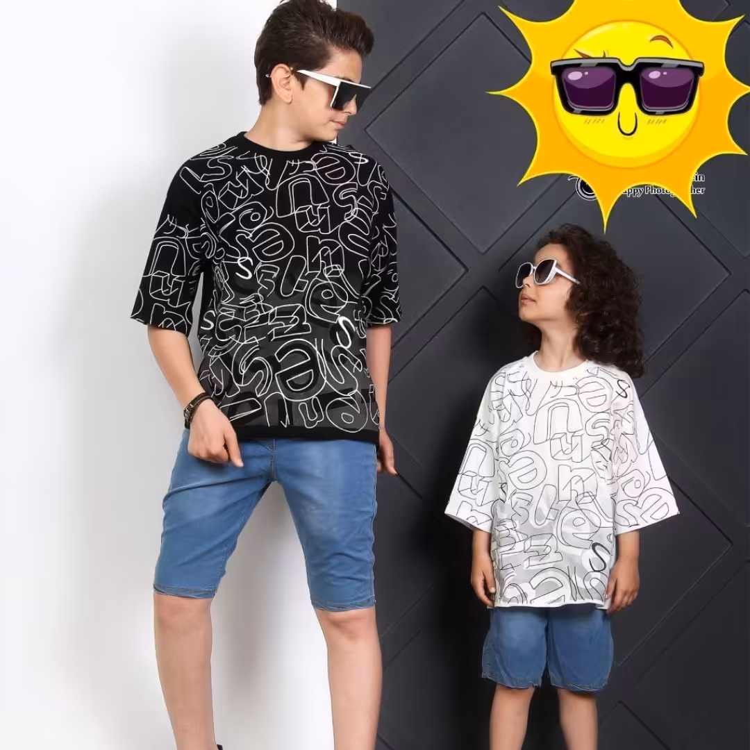 تیشرت وشلوارک حروف اسپرت جنس لباس پنبه لاکرادار شلوار کاغذی اعلا  سایزبندی 40 تا 60 