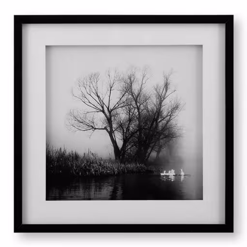 تابلو مدرن پرواز پرنده (GEESE IN FOG) کد GW-99102-C-WH-BL