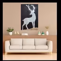 تابلو آینه کاری گوزن ایستاده روی صخره ابعاد40×60