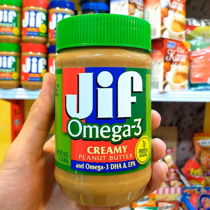 کره بادوم زمینی سبز رژیمی جیف اصل آمریکا JIF حاوی امگا 3♻️