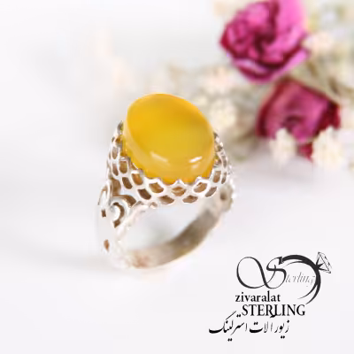 انگشتر نقره مردانه با نگین شرف الشمس کد 4204