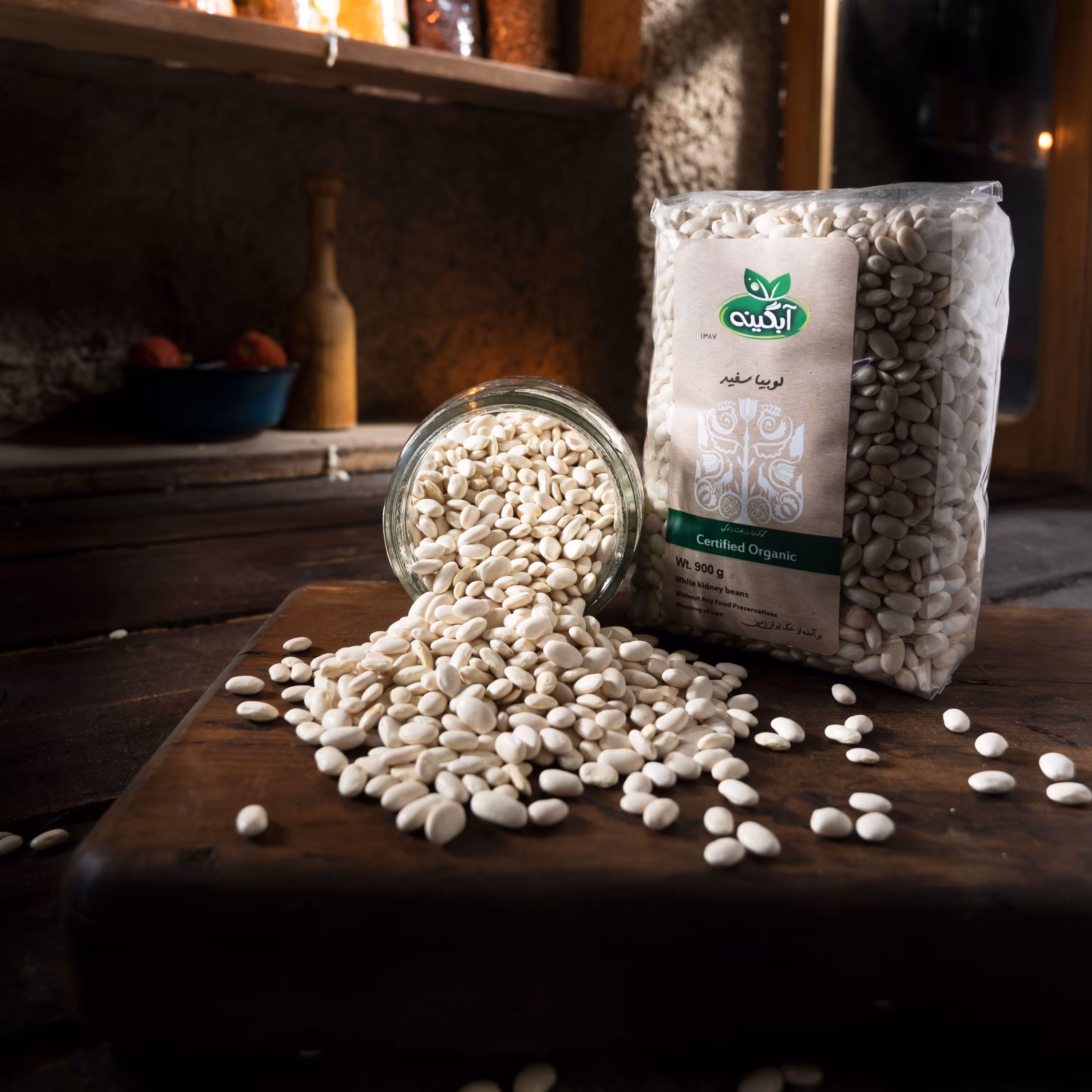 حبوبات لوبیا سفید  900 گرمی آبگینه اصفهان ارگانیک