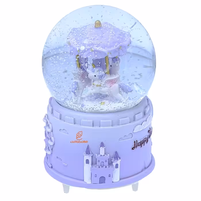 گوی فانتزی بزرگ موزیکال بنفش طرح چرخ و فلک یونی کورنی