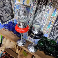 شمعدان سرامیکی پایه استیل ارتفاع 37