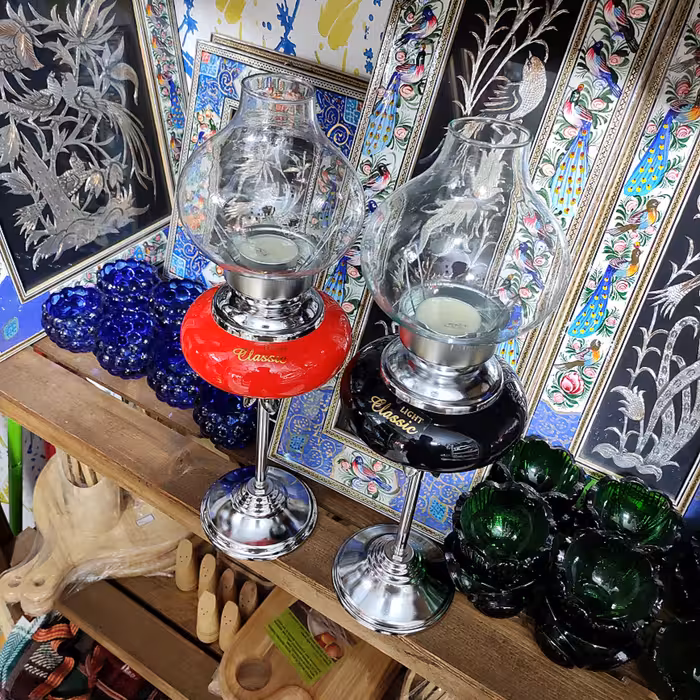 شمعدان سرامیکی پایه استیل ارتفاع 37