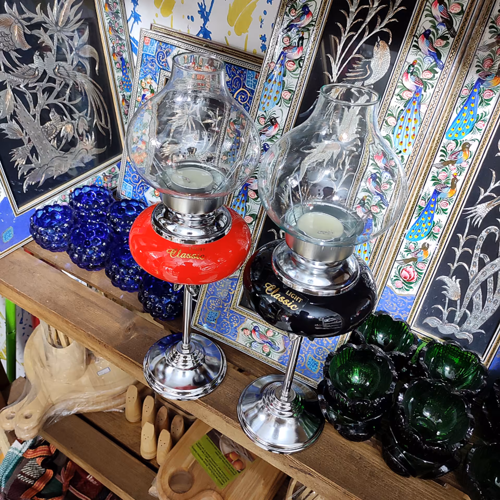 شمعدان سرامیکی پایه استیل ارتفاع 37