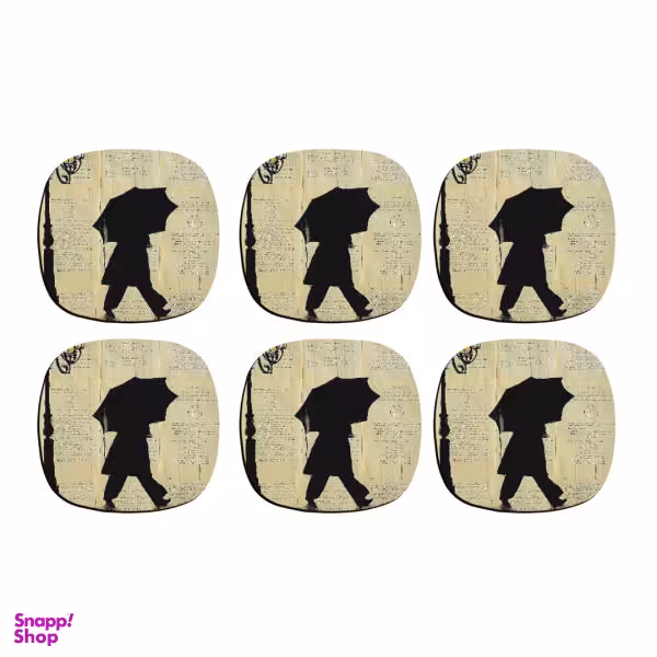 زیر لیوانی ترمه طراحان ایده مدل مرد روزنامه ای کد cfp120 بسته شش عددی