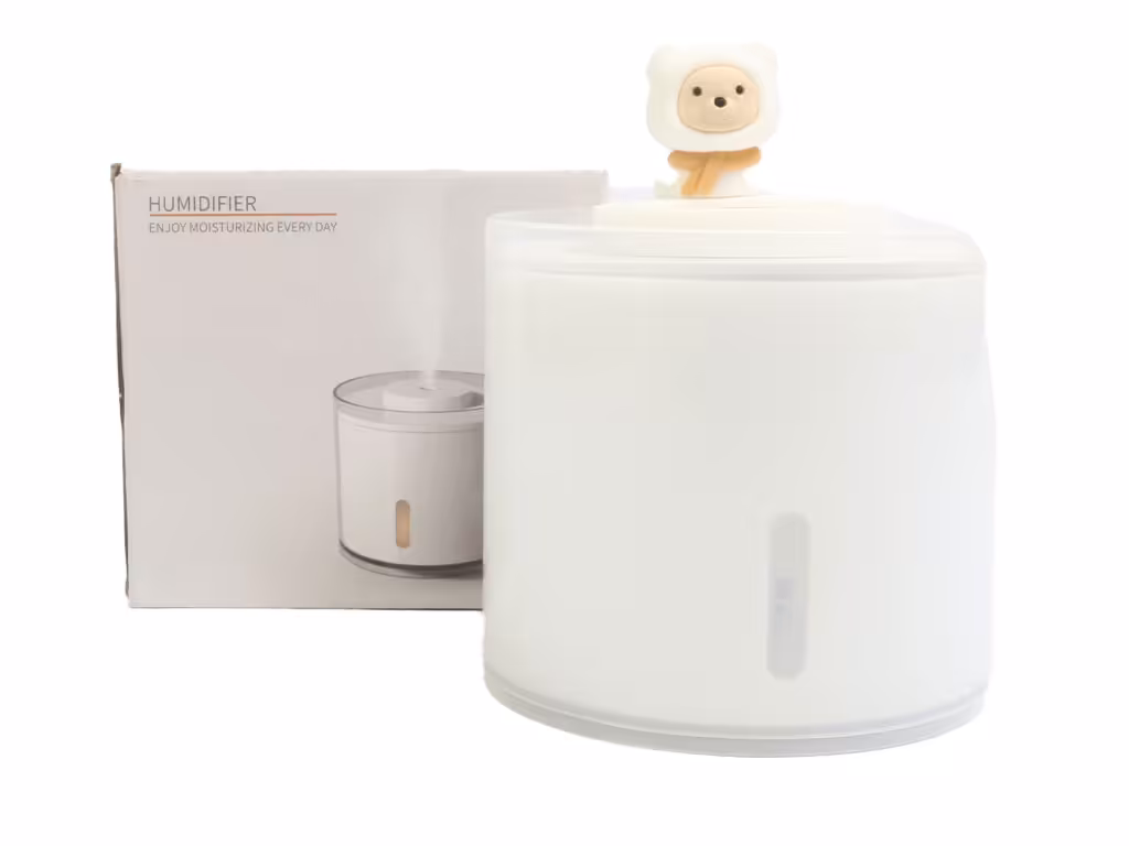 دستگاه بخور چراغدار سرد اتاق نوزاد و کودک طرح خرس سفید با حجم 250 میلی لیتر