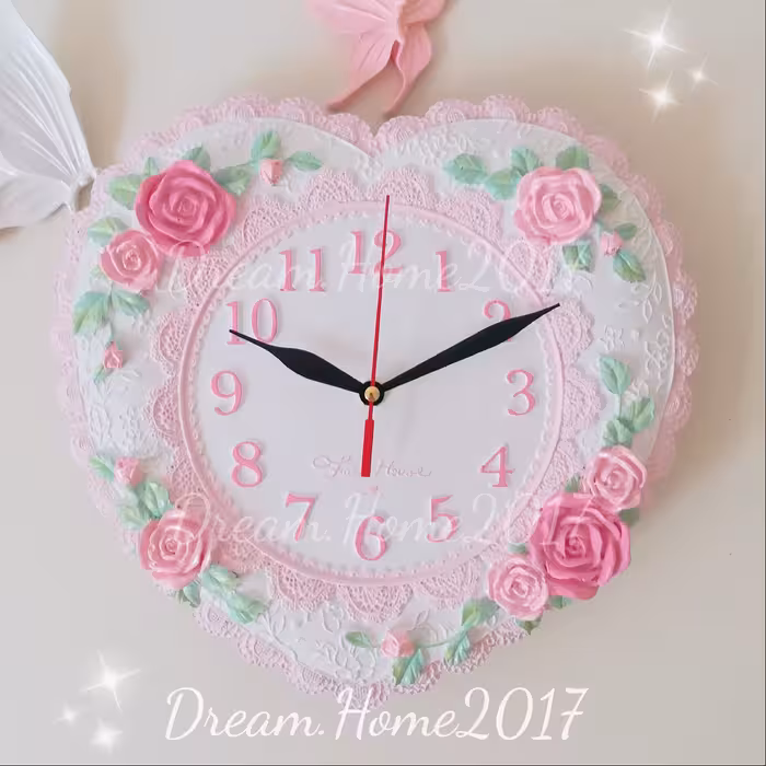ساعت دیواری قلبی ساعت دیواری پلی استر ساعتدیواری قلب ساعت دیواری شیک ساعت دیواری گلدار   