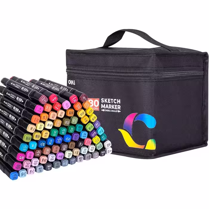 ماژیک دوسر دلی مدل Sketch Markers بسته 80 رنگ