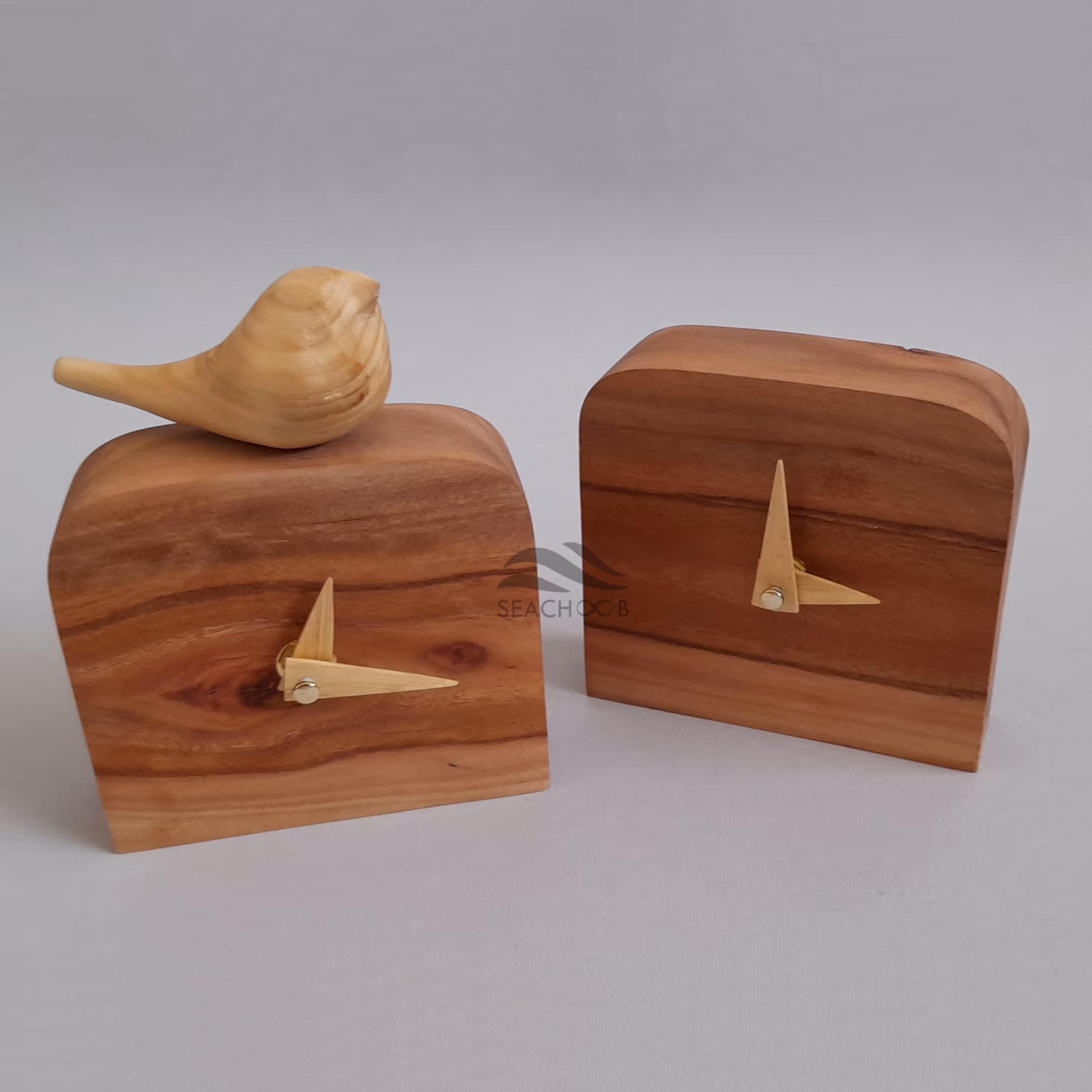 ساعت رومیزی چوبی با پرنده چوبی