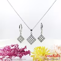 نیم ست زنانه لوزی نگین دار نقره ای برند CM کد NIM1403W - آسنا کالا