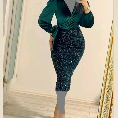 پیراهن شب زنانه مخمل دلارام مدل مخمل پولکدوزی