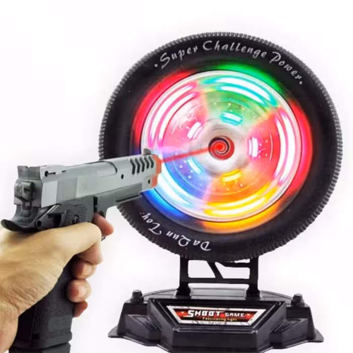 اسباب بازی تفنگ لیزری به همراه سیبل موزیکال چراغ دار کاملا بی خطر اورجینال