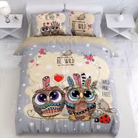 ست خواب کودک نوجوان - طرح جغد - جنس مخمل