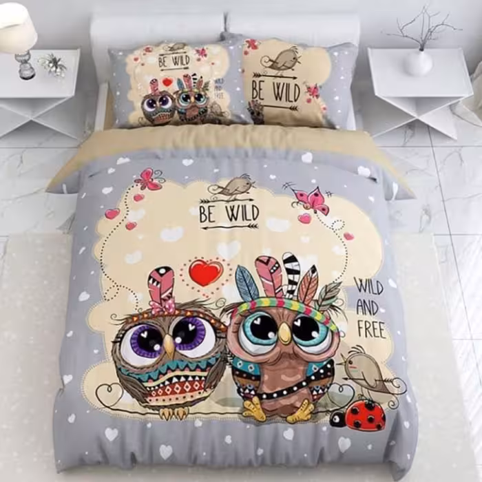 ست خواب کودک نوجوان - طرح جغد - جنس مخمل