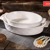 تابه سرامیکی سایز متوسط  یک عددی بیضی خط لوزی دار دالتون درجه یک قابل استفاده در مایکروفر