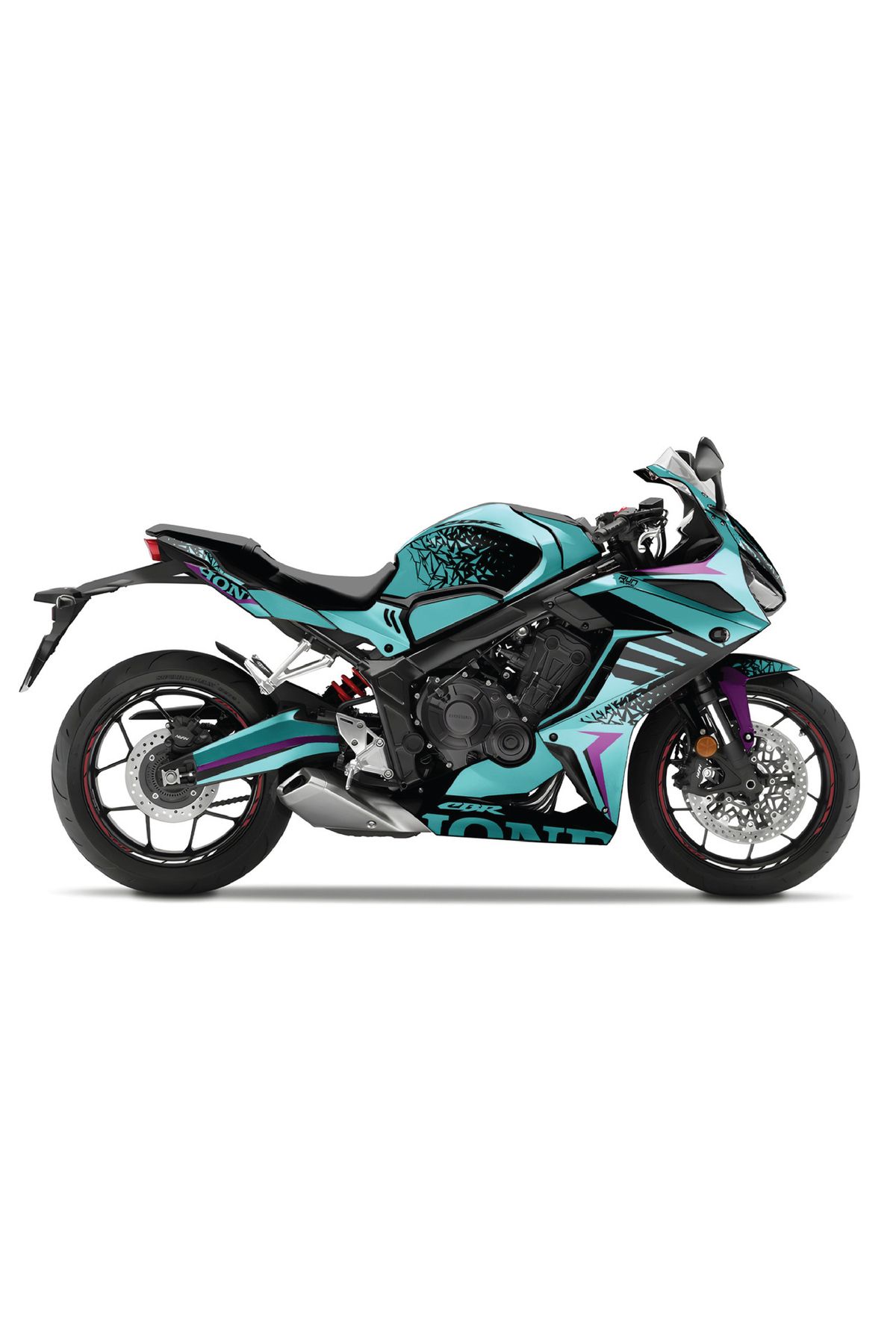 برچسب آرم و نوار شبرنگ قرمز مجموعه کیت گرافیکی LINE HONDA CBR 650 R 2019 2023 Run Grafik Shop