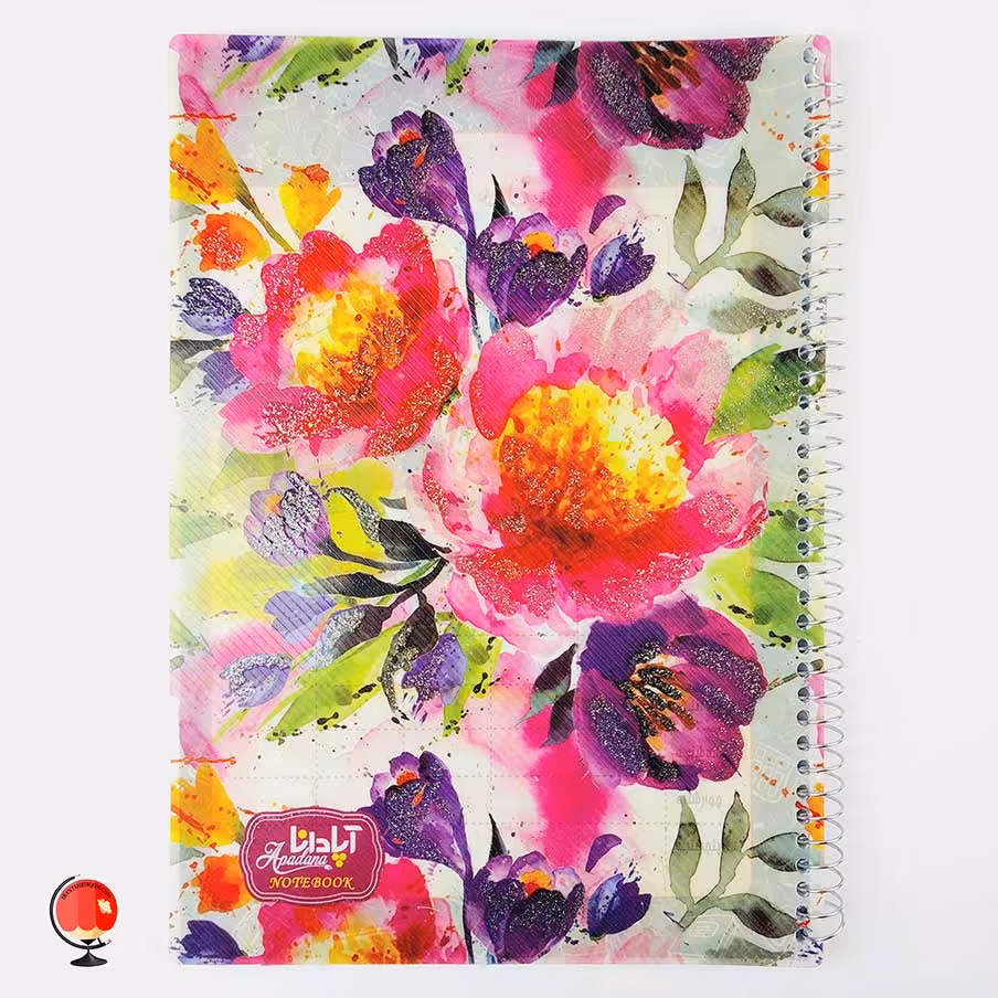 دفتر مشق 50 برگ سیمی طرح گل جلد طلقی آپادانا