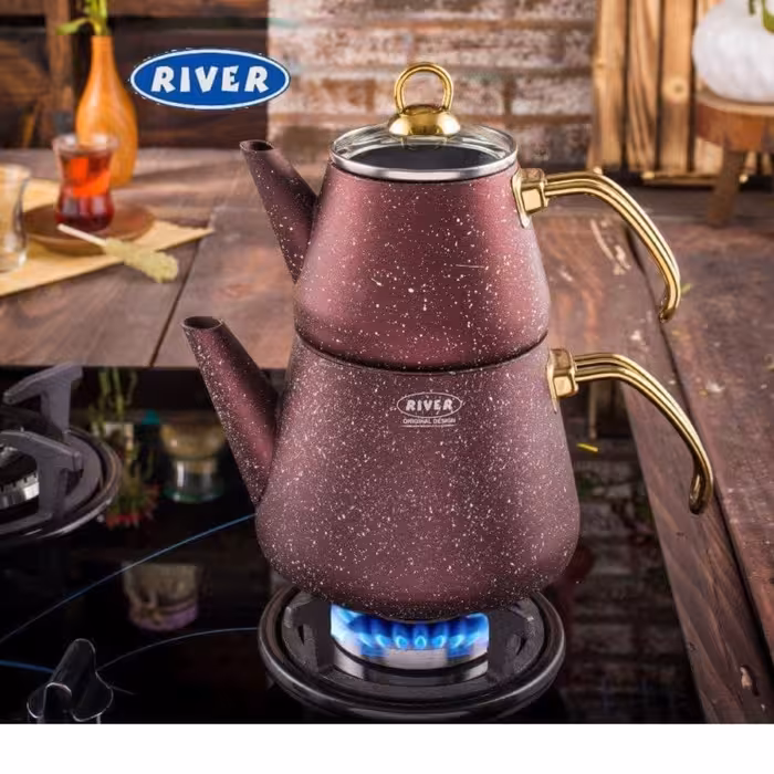 کتری و قوری گرانیتی ریور RIVER کد 5824 زرشکی با ارسال رایگان 